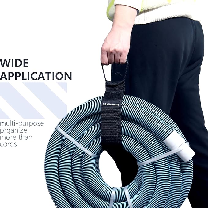 2 PCS Heavy Duty Cord Storage Wrap Holder Extension Hook and Loop Cord Hose Organizer Strap with Carrying Handle for Cords Garden Hose Swimming or Garage Tool (LARGE-28'')