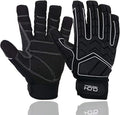 HANDLANDY Anti Vibration Gloves, SBR Padding, TPR Protector, Mechanic Work Gloves (Large, Black)