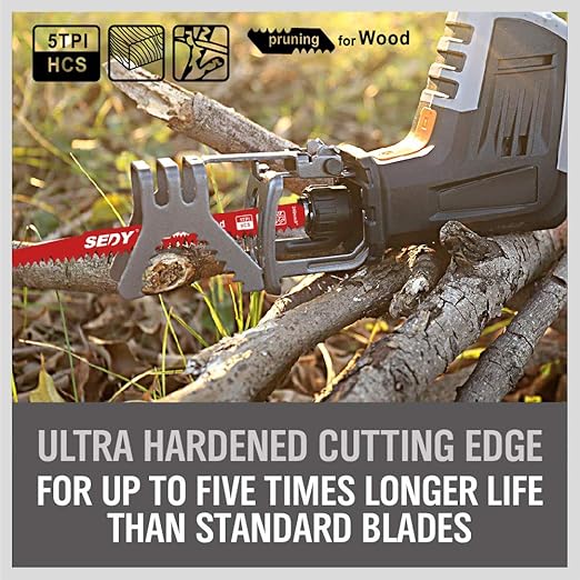12-Inch Wood Pruning Reciprocating Saw Blades, 5TPI Saw Blades for Tree Trimming, Wood Cutting (5 Pack/5TPI)