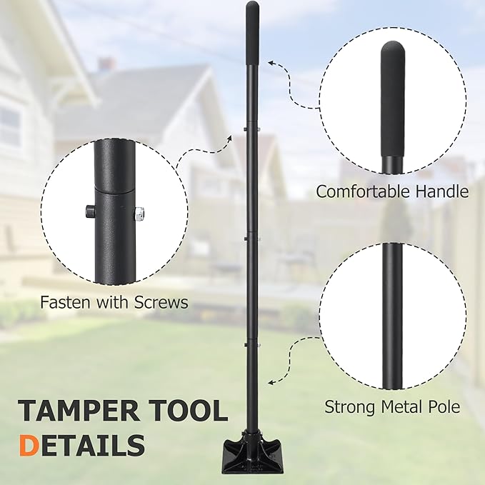 Tamper Tool, 59 Inch Long Handle Tamper Tool with Comfortable Grip,Heavy Duty Metal Garden Tool for Leveling Soil, Gravel,Driveway, Garden, Yard