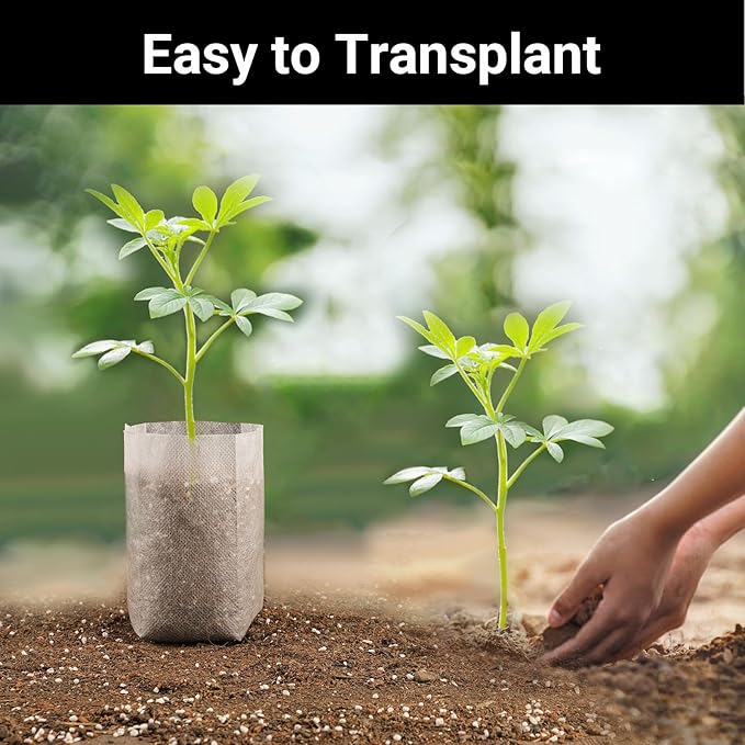 Fabric Plant Grow Bags - 200pcs Seed Starter Planting Bags Seedling Pots 5.5x6.3 inches, Nursery Pots for Plants