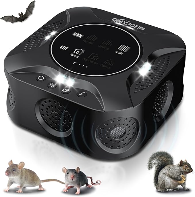 Indoor Ultrasonic Pest Repeller Plug-in with LED Strobe Light Display Screen,Effectively Repels mice,Squirrels,roaches & Other Rodents Within an Area of 3900 sq. ft.Suitable for attics,garages,etc.