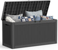 Mars Villa 60 Gallon Deck Box with Seat, Resin Outdoor Storage Box Waterproof, Lockable Lid, Weatherproof and UV Resistant, for Patio Furniture Cushions, Pool Supplies, Garden Tools, Black