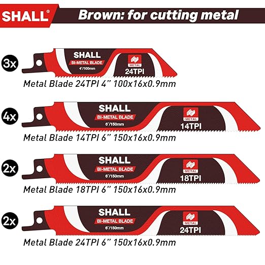 Shall Reciprocating Saw Blades (34pcs) Carbide Steel Replacement Saw Blade Kit for Tree Pruning, for Wood, Metal and Plastic, with Storage Bag