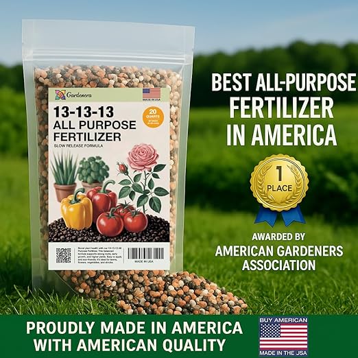 Professional 13-13-13 All Purpose Garden Fertilizer – All Purpose Plant Food 13 13 13 for Outdoor Grass, Vegetables, Roses, Flowers, Shrubs, Trees. Lawns, Gardens, Potted Plants (20 QUARTS)