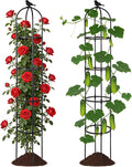 Garden Obelisk Trellis for Climbing Plants Outdoor, 6.3 ft Tall Trellis for Roses Clematis Jasmine Ivy Flower Light Climbing Vines Potted Plant Support, Patio, Yard, Black, 1PCS