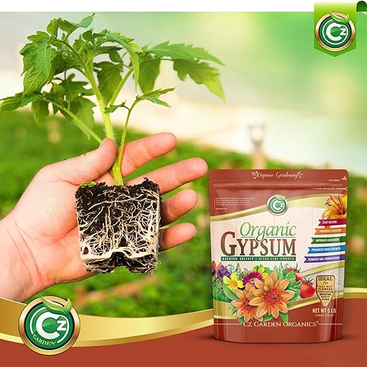 Organic Gypsum Powder 5LB - Made in USA - OMRI Listed - Calcium Sulfate Dihydrate - Garden Soil Amendment Fertilizer for Lawns, Plants, Mushroom Cultivation. Calcium & Sulfur. Cures Blossom End Rot