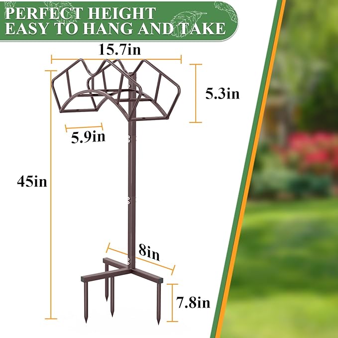 Super Stable Garden Hose Holder, Detachable Water Hose Holders, Hose Storage Stand Holds 150-Feet Hose, Free Standing Water Hose Holders for Outside Yard Lawn (Bronze)