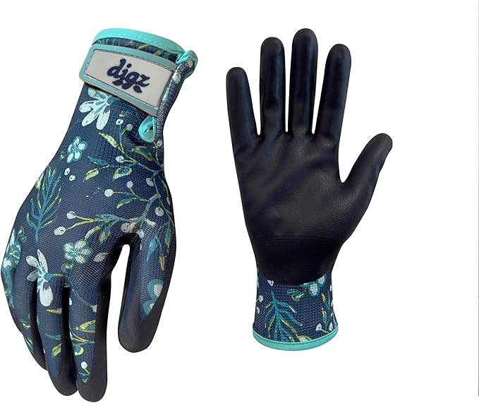 Digz Small Comfort Grip Garden Gloves, Knit Shell, Latex Free, Navy