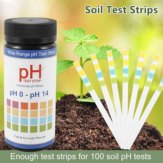 Soil Test Strips, 100 Tests PH Strips for Testing Soil, 0-14 PH Soil Tester Kit for Plants Potting Soil, Horticulture, Farm, Lawn Care