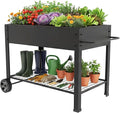 aboxoo 49" L*25" W*31" H Planter Raised Beds with Legs,Outdoor Metal Planter Box on Wheels,Elevated Garden Bed for Vegetables Flower Herb Patio