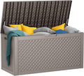 121 Gallon Resin Deck Box, Lockable Outdoor Storage Box for Patio Cushions Storage Furniture,Garden Tools, Pool Supplies, Weatherproof and UV Resistant (Grey)