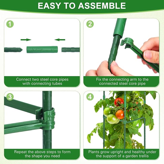 24 Sets 48 Inch Tomato Cage for Garden Adjustable Plants Tomatoes Stakes Support Cages Trellis Expandable Plant Cage Vegetable Support Trellis Stakes for Vertical Climbing Plants Flowers