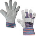 SAFE HANDLER Work Leather Gloves with Cool Cotton Lined Backing Lightweight & Versatile Split Leather Safety Cuff Work Gloves