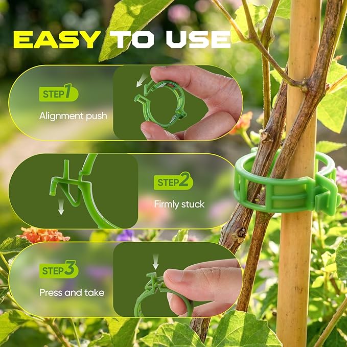 100pcs Tomato Clips for Climbing plants, Plastic Trellis Plant Support Clips for Garden, Reusable Clips for Supporting Grape Tomato Vine and Vegetables Plants to Grow Upright Makes Plants Healthier