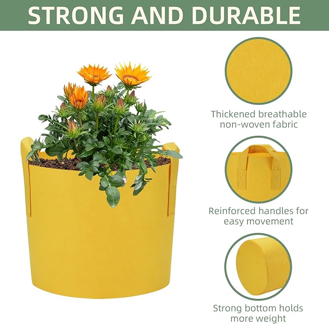 LITLANDSTAR 7 Pack Multicolor Grow Bags, Thickened Nonwoven Plant Fabric Pots with 4 Colors and 4 Sizes - 5/7/10/15 Gallon Aeration Planting Bags for Potato Tomato Carrot Strawberry