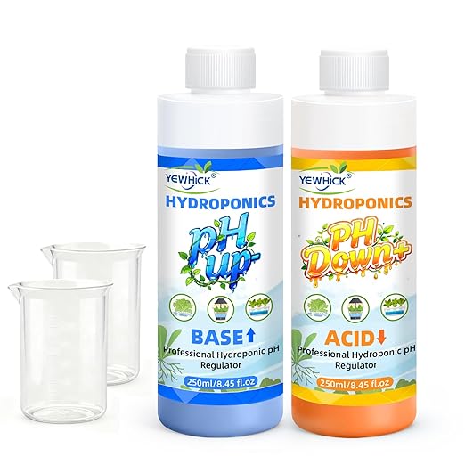 pH UP and Down for Hydroponic, Adjust The pH Balance of Reservoir Water and Nutrient Solutions in Hydroponics Growing System, pH Adjuster, pH Down Acid and pH UP Base 8.4oz