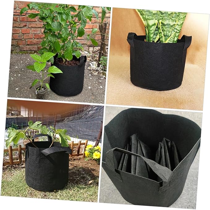 Lurrose 6pcs Nonwoven Plant Growing Bags with Handles for Vegetables and Flowers Aeration Nursery Planters with Drainage Lightweight Root Aeration Bags for Indoor Outdoor Gardening