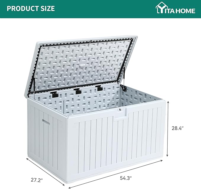 YITAHOME 180 Gallon Double-Wall Deck Box with Side Handles, Outdoor Large Storage for Patio Furniture Cushions, Garden Pool Accessories, Water Resistant & Lockable