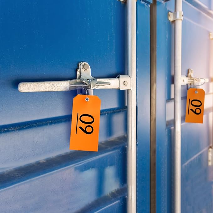 200 Pcs 6 1/4 x 3 1/8 Neon Color Marking Tags with Wire Metal Wire Tags Write On Waterproof Shipping Tags with Wires Blank Tags with String Heavy Duty Tags for Equipment Car Parts Inventory (Orange)