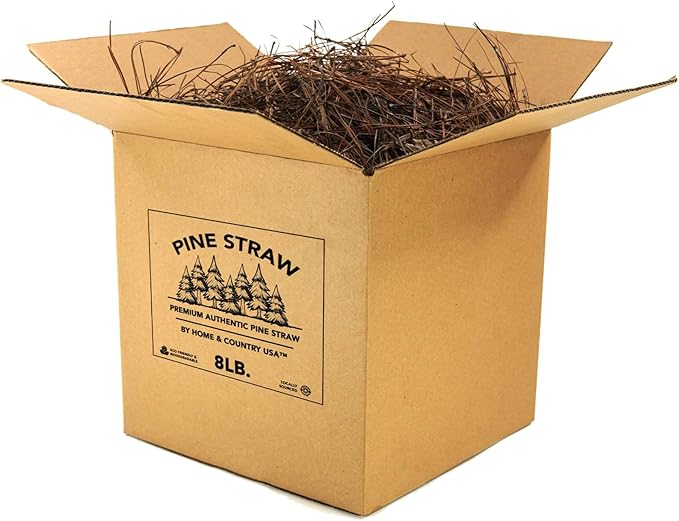 Premium 8 Pounds Pine Straw Mulch for Landscaping, Organic Material Made from Authentic Pine Needles Ideal for Gardening, Soil Moisture Retention.