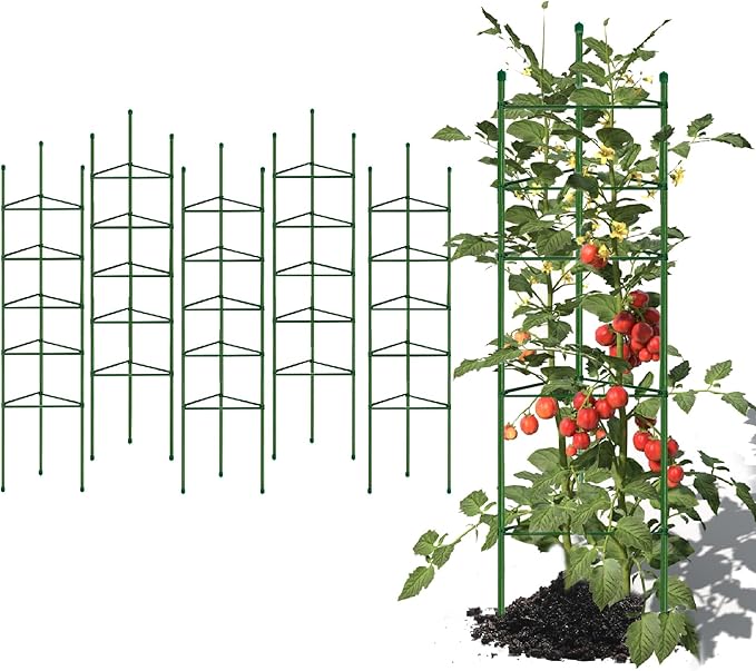 G-LEAF 6 Pack 6ft Tomato Cage for Garden Plant Support, Garden Stakes Tomato Cage, Tomato Cages Plant Stakes for Climbing Plants