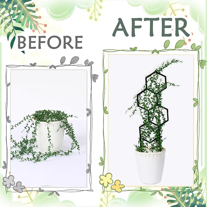 4 Pcs Indoor Plant Trellis for Climbing Plants, Small Trellis for Potted Plants, Garden Metal Trellis Plant Support Trellis with Different Patterns for Vine Ivy Flower (Unique)
