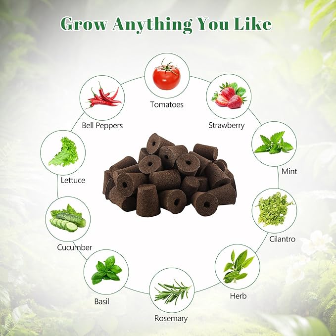YBB 50 Pcs Hydroponic Growth Sponges, Seed Starter Pods Rapid Rooter Plugs Replacement Compatible with Aerogarden iDOO Hydroponic Garden System with 60 Labels