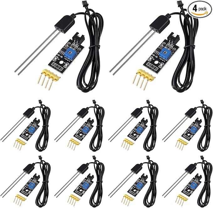 Soil Moisture Sensor, Icstation Humidity Detector, with Corrosion Resistant Probe, Digital Analog Signal Output for Arduino Raspberry Pi Garden Automatic Watering System (10Sets)