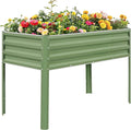 1MORE Elevated Raised Garden Bed with Legs, 48×24×32in Large Metal Raised Bed for Backyard, Patio, Balcony. Raised Planter Box with Drainage Holes for Plants Vegetables Flowers Fruits.Green-1pcs