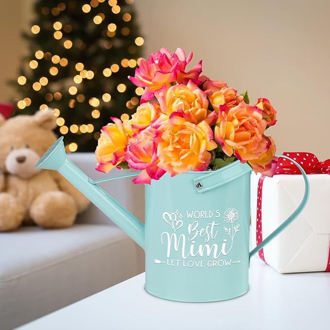 Mimi Gifts for Mothers Day, Mothers Day Grandma Gifts for Mimi, Gardening Gift for Grandma from Grandkids Grandchildren, Garden Decor Metal Watering Can Birthday Presents for Grandma, Grandparent Gift