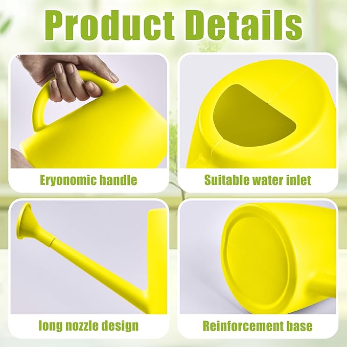 Heavy Plant Watering Can - Plastic Indoor and Outdoor - 1/2 Gallon - Yellow