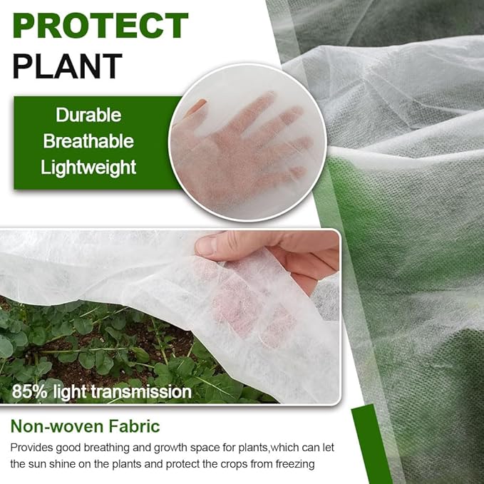 6.5x33 FT Plant Covers Freeze Protection, 1.2oz Frost Cloth Floating Row Cover for Outdoor Plants, Winter Garden Frost Blanket for Vegetables, Flowers, Shrubs, Trees