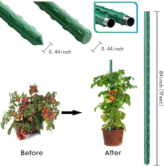 7Feet 25Pcs Plant Stakes Garden Tomato Sticks Supports for Potted Cucumber Strawberry Bean