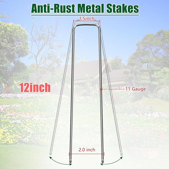 12 Inch Galvanized Landscape Staples Stakes, 25/50/100/150/200pcs Garden Metal Stakes for Weed Barrier Fabric, Fence Stakes, Tent Stakes, Christmas Decorations (150pcs)