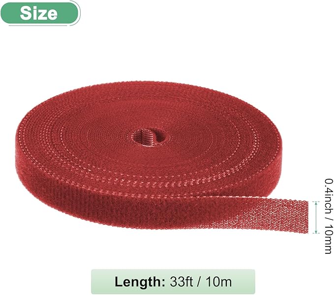 1-Roll Garden Plant Tape, 33 ft x 0.4 in Garden Hook and Loop Plant Ties Multi-Purpose Use Adjustable and Reusable Twist Wire Tape for Plants/Flowers/Vines [Red]