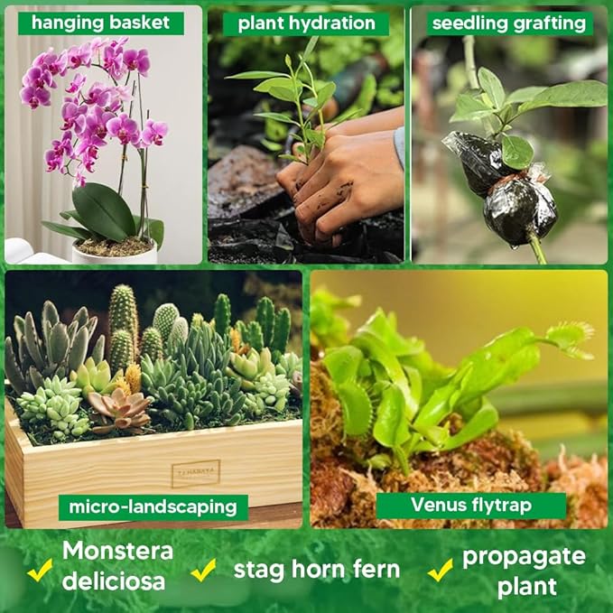 Natural Long Fiber Sphagnum Moss 82QT for Orchid Potting Mix,and Moss Pole for Plants Indoor.Ideal for Propagating Plants,Maintaining Humidity for Reptiles, Isopods in Paludarium, Aquascape (1.5 lb)