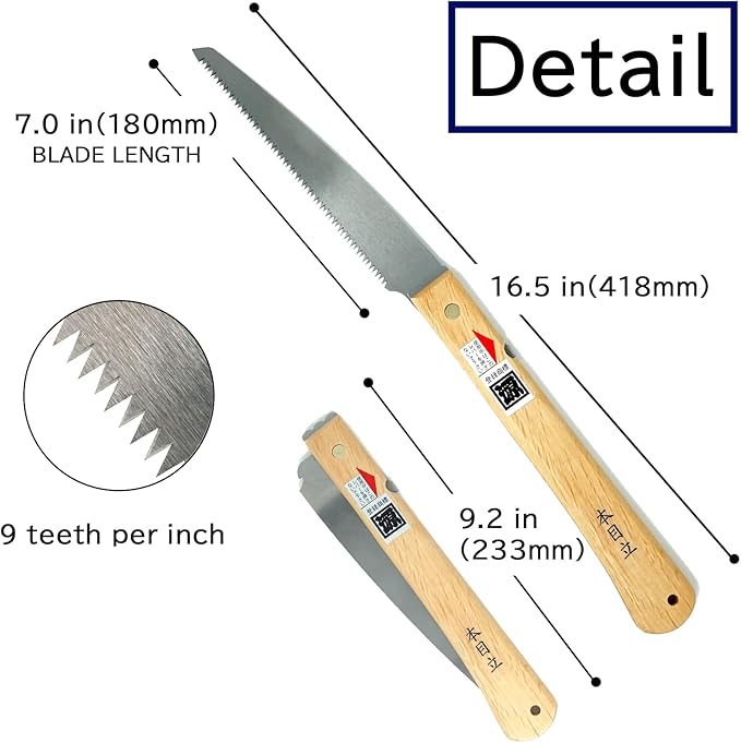 Japanese Folding Saw for Bonsai Gardening Woodworking Tree Limbs, KAKUGEN 7inch blade length lightweight handle handsaw pruning saw