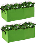 10 Gallon Grow Bags 2 Pack, 2 Compartments Rectangle Raised Planting Bags, 400g Heavy Duty Nonwoven Fabric Planter Pots for Vegetable Tomato Herb Flower Indoor Outdoor Gardening (Green-S)