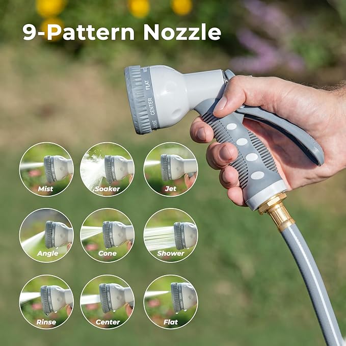 Retractable Garden Hose Reel,1/2 in x 100ft Wall Mounted Hose Reel, Optional Position Lock，Slow-Retract System，Wall Mounted，180°Swivel Bracket，Light Grey
