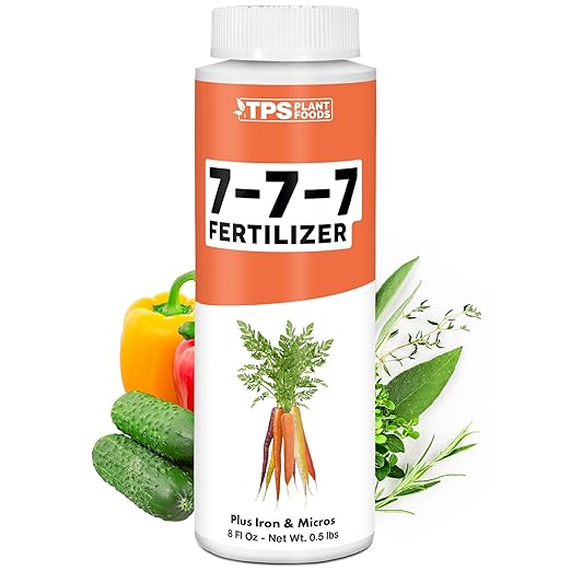 7-7-7 Fertilizer for Plants, Great for Vegetables, Flowers, and Shrubs, Liquid Plant Fertilizer by TPS Plant Foods, 8oz (250ml)