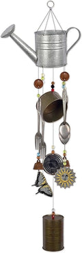Sunset Vista Designs Watering Can Metal Wind Chime, Galvanized, 35-Inch Long