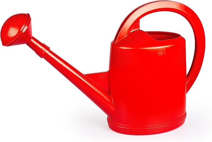 Consolidated Plastics Durable Swiss Watering Can with UV Protection, Ergonomic Handle for Indoor/Outdoor Gardening, Made in Switzerland (10 Liter, Red)