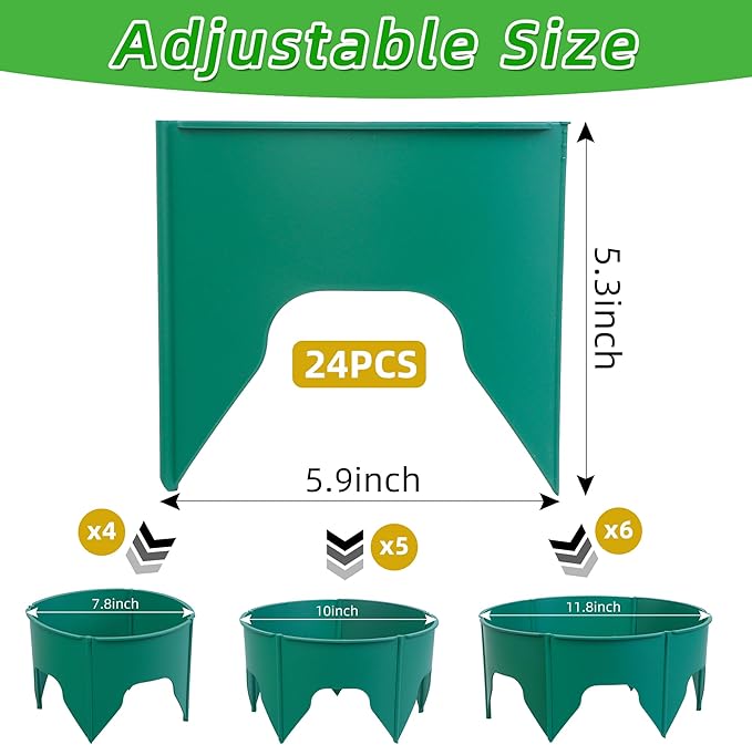 24Pcs Planting Grow Rings, Interlocking Plant Ring Garden Rings for Plant Support and Soil Moisture Retention, Planting Rings Plant Circle Ring for Deep Watering Veggies Herbs and Flowers