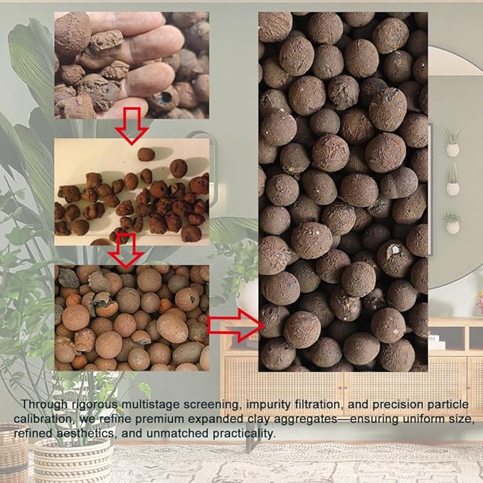 Natural Organic Clay Pebbles, 5LBS 8mm-18mm Expanded Leca Balls Plant Garden Soil, Grow Media for Hydroponics, Decoration, Aquaponics, Gardening Essentials