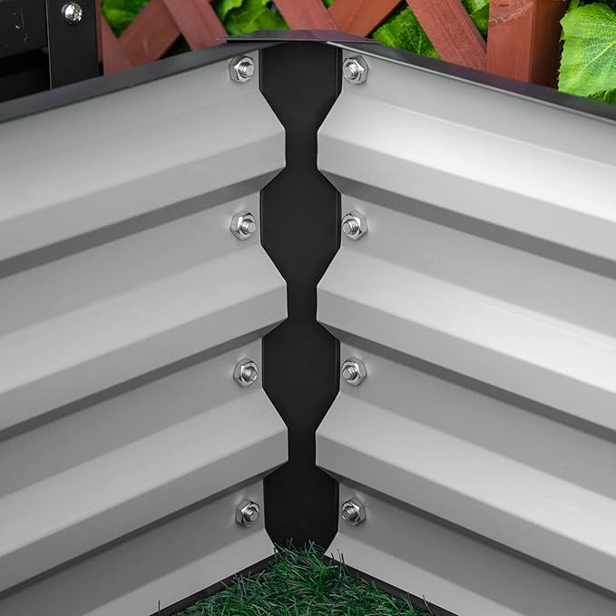 Outsunny 2 Piece Galvanized Raised Garden Bed, 2' x 2' x 1' Metal Planter Box for Growing Vegetables, Flowers, Herbs, Succulents, Dark Gray