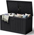 240 Gallon HDPE Deck Box Outdoor Indoor Waterproof Storage Box for Patio Furniture, Pool Accessories, Garden Tools, and Cushion Storage, Black