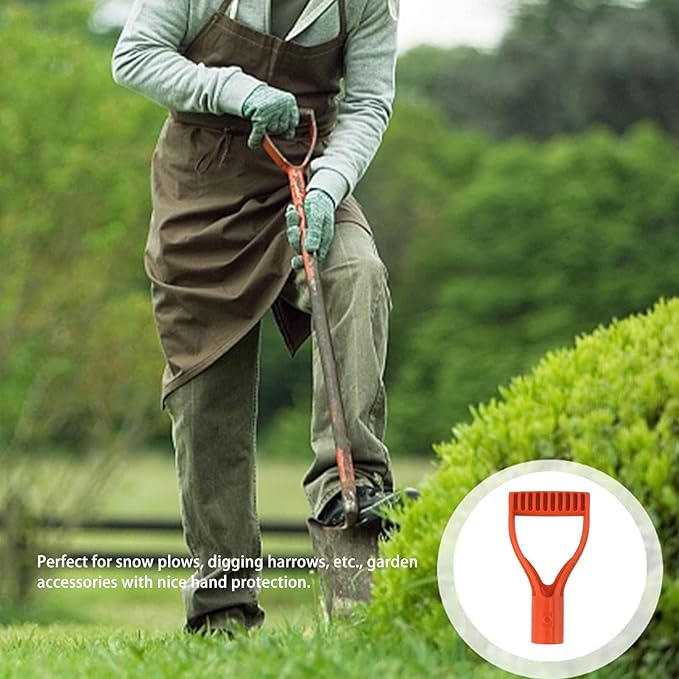 Fdit Gardening Shovels,Spade Handle Plastic 32mm Inner Diameter D Grip Handle Shovel Handle Replacement for Snow Shovel Digging Raking (Orange)