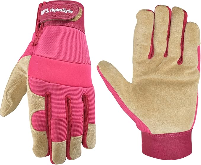 Wells Lamont Women’s HydraHyde Split Leather Hybrid Pink Gloves, Large (3268L)