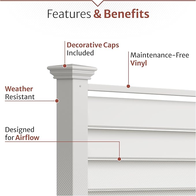 Enclo Privacy Screens 6ft H Outdoor Freestanding 1 Privacy Fence Screen Panel with Planter Box for Deck, Yard, Pool, or Patio, Vinyl Raised Garden Bed for Plants or Flowers, Lexington EC18039
